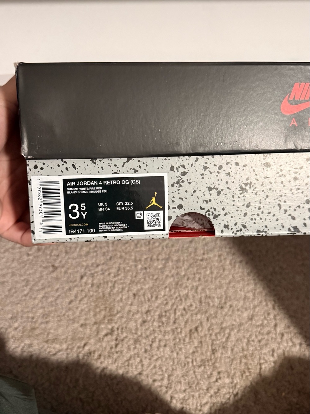 Jordan Air Jordan 4 Retro OG Kids Sneakers Black White Red